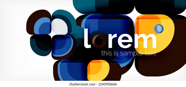 Abstrakter Hintergrund - Zusammensetzung der geometrischen mehrfarbigen Rundformen. Trendy abstrakte Layout-Vorlage für Geschäfts- oder Technologiepräsentation oder Web-Broschüre Titelbild, Bildschirmhintergrund. Vektorgrafik