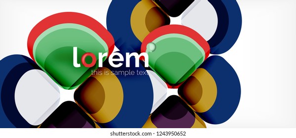 Abstract background - geometric multicolored round shapes composition. Trendy abstract layout template for business or technology presentation or web brochure cover, wallpaper. Vector illustration