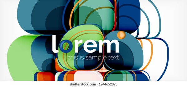 Abstract background - geometric multicolored round shapes composition. Trendy abstract layout template for business or technology presentation or web brochure cover, wallpaper. Vector illustration