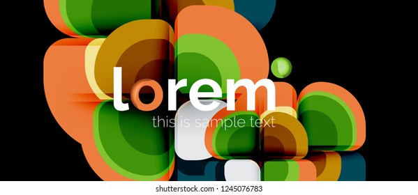 Fondo abstracto - composición geométrica de formas redondeadas multicolores. Plantilla de diseño abstracto de moda para presentación de negocios o tecnología o portada de folletos web, fondo de pantalla. Ilustración del vector