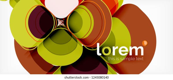 Fondo abstracto - composición geométrica de formas redondeadas multicolores. Plantilla de diseño abstracto de moda para presentación de negocios o tecnología o portada de folletos web, fondo de pantalla. Ilustración del vector