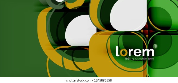 Fondo abstracto - composición geométrica de formas redondeadas multicolores. Plantilla de diseño abstracto de moda para presentación de negocios o tecnología o portada de folletos web, fondo de pantalla. Ilustración del vector