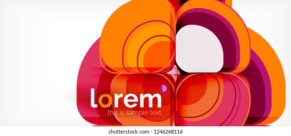 Fondo abstracto - composición geométrica de formas redondeadas multicolores. Plantilla de diseño abstracto de moda para presentación de negocios o tecnología o portada de folletos web, fondo de pantalla. Ilustración del vector