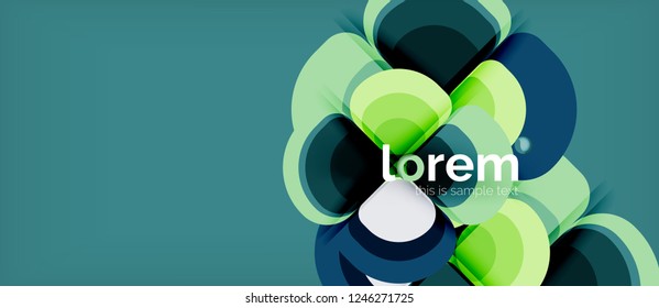 Abstrakter Hintergrund - Zusammensetzung der geometrischen mehrfarbigen Rundformen. Trendy abstrakte Layout-Vorlage für Geschäfts- oder Technologiepräsentation oder Web-Broschüre Titelbild, Bildschirmhintergrund. Vektorgrafik