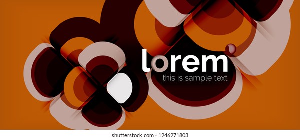 Fondo abstracto - composición geométrica de formas redondeadas multicolores. Plantilla de diseño abstracto de moda para presentación de negocios o tecnología o portada de folletos web, fondo de pantalla. Ilustración del vector