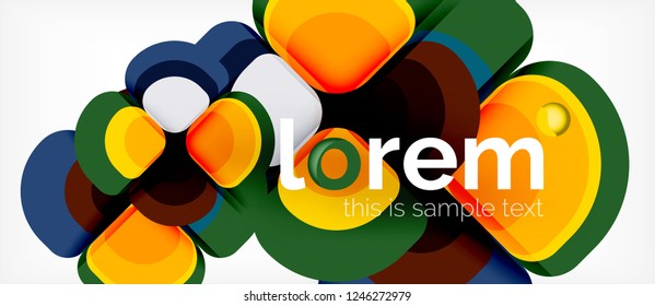 Abstract background - geometric multicolored round shapes composition. Trendy abstract layout template for business or technology presentation or web brochure cover, wallpaper. Vector illustration