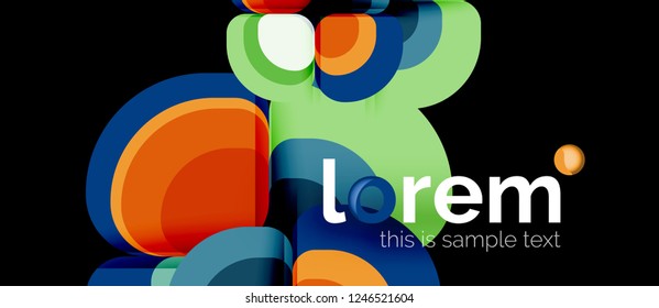 Fondo abstracto - composición geométrica de formas redondeadas multicolores. Plantilla de diseño abstracto de moda para presentación de negocios o tecnología o portada de folletos web, fondo de pantalla. Ilustración del vector