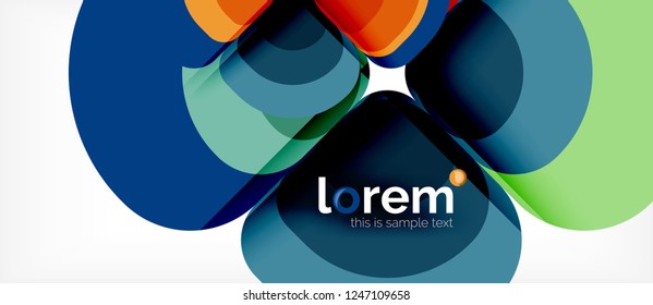 Fondo abstracto - composición geométrica de formas redondeadas multicolores. Plantilla de diseño abstracto de moda para presentación de negocios o tecnología o portada de folletos web, fondo de pantalla. Ilustración del vector