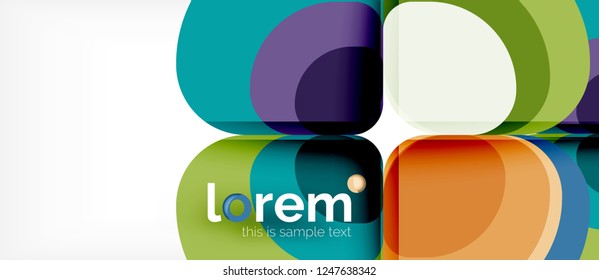 Abstrakter Hintergrund - Zusammensetzung der geometrischen mehrfarbigen Rundformen. Trendy abstrakte Layout-Vorlage für Geschäfts- oder Technologiepräsentation oder Web-Broschüre Titelbild, Bildschirmhintergrund. Vektorgrafik