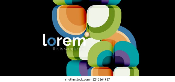 Fondo abstracto - composición geométrica de formas redondeadas multicolores. Plantilla de diseño abstracto de moda para presentación de negocios o tecnología o portada de folletos web, fondo de pantalla. Ilustración del vector