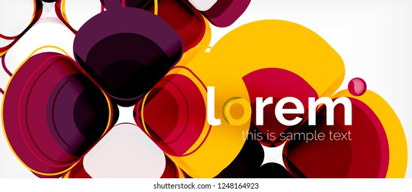 Abstract background - geometric multicolored round shapes composition. Trendy abstract layout template for business or technology presentation or web brochure cover, wallpaper. Vector illustration