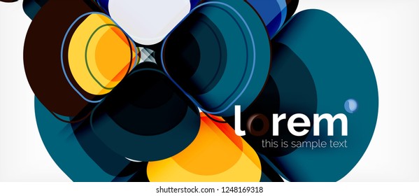 Fondo abstracto - composición geométrica de formas redondeadas multicolores. Plantilla de diseño abstracto de moda para presentación de negocios o tecnología o portada de folletos web, fondo de pantalla. Ilustración del vector