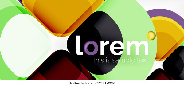 Fondo abstracto - composición geométrica de formas redondeadas multicolores. Plantilla de diseño abstracto de moda para presentación de negocios o tecnología o portada de folletos web, fondo de pantalla. Ilustración del vector