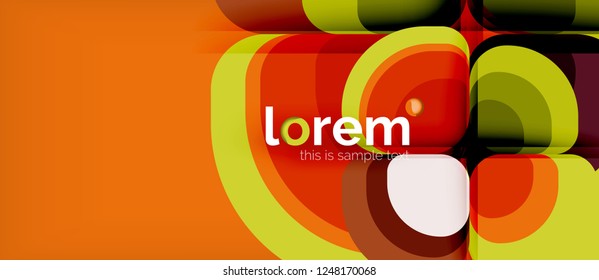 Abstrakter Hintergrund - Zusammensetzung der geometrischen mehrfarbigen Rundformen. Trendy abstrakte Layout-Vorlage für Geschäfts- oder Technologiepräsentation oder Web-Broschüre Titelbild, Bildschirmhintergrund. Vektorgrafik