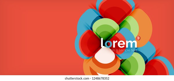 Fondo abstracto - composición geométrica de formas redondeadas multicolores. Plantilla de diseño abstracto de moda para presentación de negocios o tecnología o portada de folletos web, fondo de pantalla. Ilustración del vector