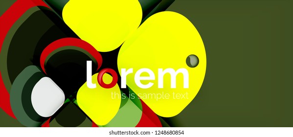 Abstrakter Hintergrund - Zusammensetzung der geometrischen mehrfarbigen Rundformen. Trendy abstrakte Layout-Vorlage für Geschäfts- oder Technologiepräsentation oder Web-Broschüre Titelbild, Bildschirmhintergrund. Vektorgrafik