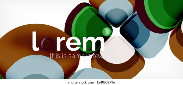 Fondo abstracto - composición geométrica de formas redondeadas multicolores. Plantilla de diseño abstracto de moda para presentación de negocios o tecnología o portada de folletos web, fondo de pantalla. Ilustración del vector
