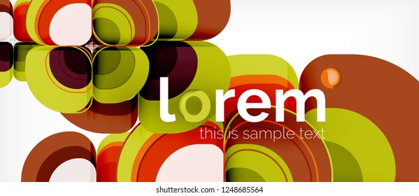 Fondo abstracto - composición geométrica de formas redondeadas multicolores. Plantilla de diseño abstracto de moda para presentación de negocios o tecnología o portada de folletos web, fondo de pantalla. Ilustración del vector
