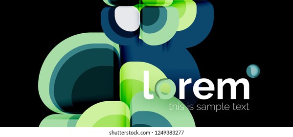 Fondo abstracto - composición geométrica de formas redondeadas multicolores. Plantilla de diseño abstracto de moda para presentación de negocios o tecnología o portada de folletos web, fondo de pantalla. Ilustración del vector
