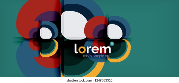 Fondo abstracto - composición geométrica de formas redondeadas multicolores. Plantilla de diseño abstracto de moda para presentación de negocios o tecnología o portada de folletos web, fondo de pantalla. Ilustración del vector