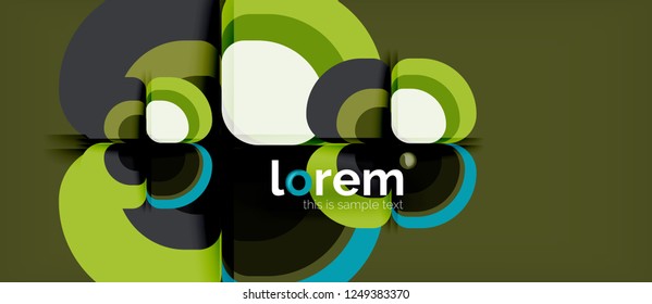Fondo abstracto - composición geométrica de formas redondeadas multicolores. Plantilla de diseño abstracto de moda para presentación de negocios o tecnología o portada de folletos web, fondo de pantalla. Ilustración del vector