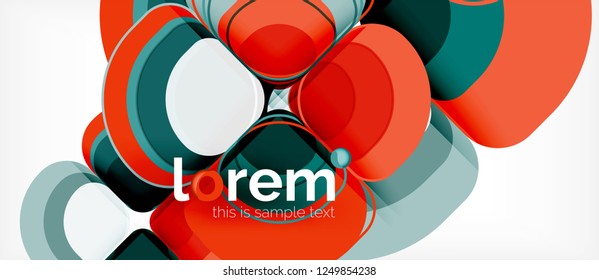 Fondo abstracto - composición geométrica de formas redondeadas multicolores. Plantilla de diseño abstracto de moda para presentación de negocios o tecnología o portada de folletos web, fondo de pantalla. Ilustración del vector