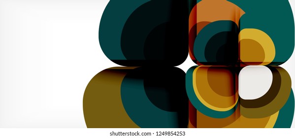 Fondo abstracto - composición geométrica de formas redondeadas multicolores. Plantilla de diseño abstracto de moda para presentación de negocios o tecnología o portada de folletos web, fondo de pantalla. Ilustración del vector