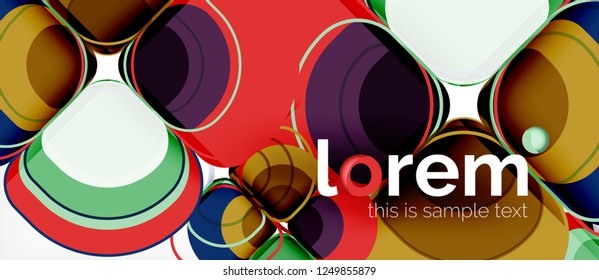 Abstract background - geometric multicolored round shapes composition. Trendy abstract layout template for business or technology presentation or web brochure cover, wallpaper. Vector illustration