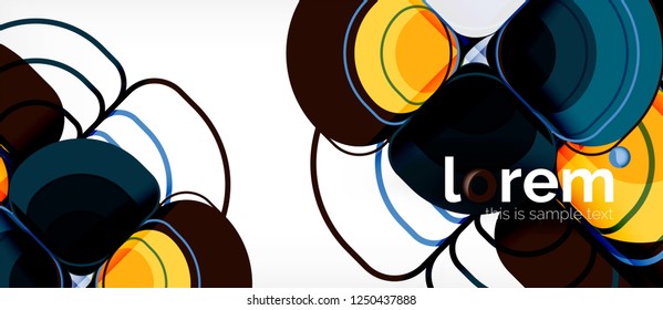 Fondo abstracto - composición geométrica de formas redondeadas multicolores. Plantilla de diseño abstracto de moda para presentación de negocios o tecnología o portada de folletos web, fondo de pantalla. Ilustración del vector