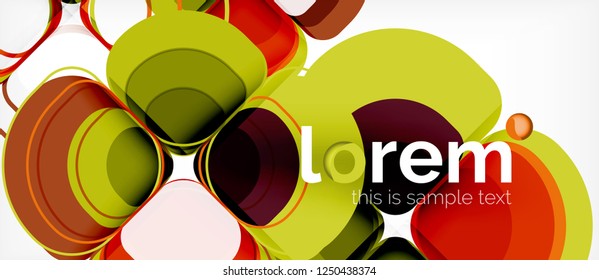 Fondo abstracto - composición geométrica de formas redondeadas multicolores. Plantilla de diseño abstracto de moda para presentación de negocios o tecnología o portada de folletos web, fondo de pantalla. Ilustración del vector