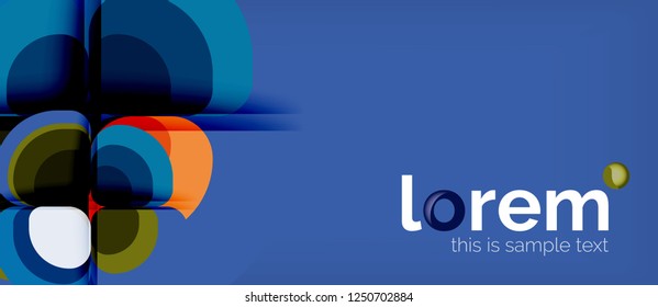 Fondo abstracto - composición geométrica de formas redondeadas multicolores. Plantilla de diseño abstracto de moda para presentación de negocios o tecnología o portada de folletos web, fondo de pantalla. Ilustración del vector