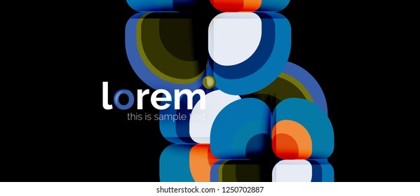 Fondo abstracto - composición geométrica de formas redondeadas multicolores. Plantilla de diseño abstracto de moda para presentación de negocios o tecnología o portada de folletos web, fondo de pantalla. Ilustración del vector