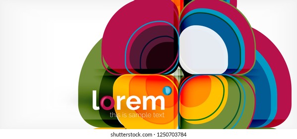 Fondo abstracto - composición geométrica de formas redondeadas multicolores. Plantilla de diseño abstracto de moda para presentación de negocios o tecnología o portada de folletos web, fondo de pantalla. Ilustración del vector