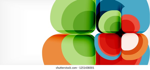 Fondo abstracto - composición geométrica de formas redondeadas multicolores. Plantilla de diseño abstracto de moda para presentación de negocios o tecnología o portada de folletos web, fondo de pantalla. Ilustración del vector