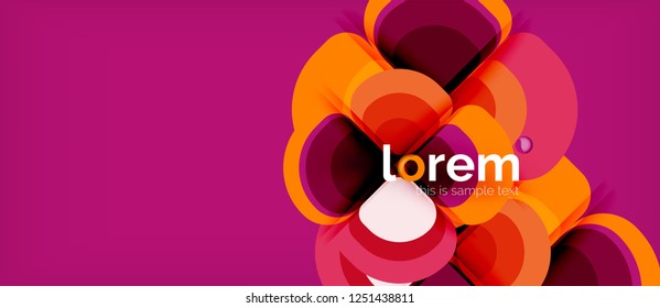 Fondo abstracto - composición geométrica de formas redondeadas multicolores. Plantilla de diseño abstracto de moda para presentación de negocios o tecnología o portada de folletos web, fondo de pantalla. Ilustración del vector