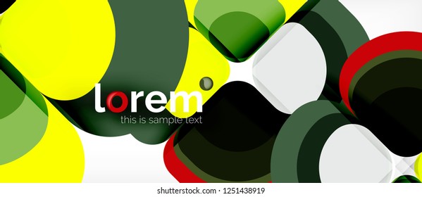 Fondo abstracto - composición geométrica de formas redondeadas multicolores. Plantilla de diseño abstracto de moda para presentación de negocios o tecnología o portada de folletos web, fondo de pantalla. Ilustración del vector