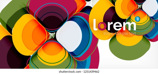 Abstract background - geometric multicolored round shapes composition. Trendy abstract layout template for business or technology presentation or web brochure cover, wallpaper. Vector illustration