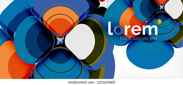Fondo abstracto - composición geométrica de formas redondeadas multicolores. Plantilla de diseño abstracto de moda para presentación de negocios o tecnología o portada de folletos web, fondo de pantalla. Ilustración del vector