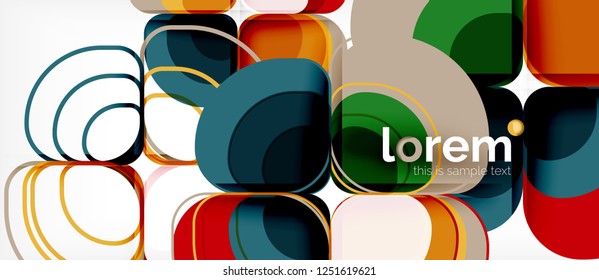 Abstract background - geometric multicolored round shapes composition. Trendy abstract layout template for business or technology presentation or web brochure cover, wallpaper. Vector illustration