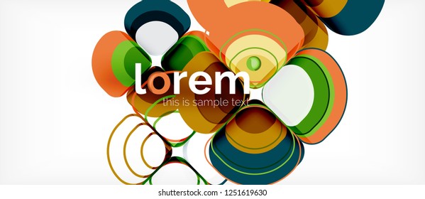 Fondo abstracto - composición geométrica de formas redondeadas multicolores. Plantilla de diseño abstracto de moda para presentación de negocios o tecnología o portada de folletos web, fondo de pantalla. Ilustración del vector