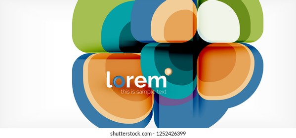 Fondo abstracto - composición geométrica de formas redondeadas multicolores. Plantilla de diseño abstracto de moda para presentación de negocios o tecnología o portada de folletos web, fondo de pantalla. Ilustración del vector