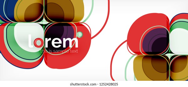 Fondo abstracto - composición geométrica de formas redondeadas multicolores. Plantilla de diseño abstracto de moda para presentación de negocios o tecnología o portada de folletos web, fondo de pantalla. Ilustración del vector