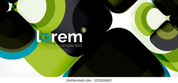 Fondo abstracto - composición geométrica de formas redondeadas multicolores. Plantilla de diseño abstracto de moda para presentación de negocios o tecnología o portada de folletos web, fondo de pantalla. Ilustración del vector