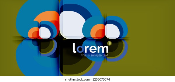 Fondo abstracto - composición geométrica de formas redondeadas multicolores. Plantilla de diseño abstracto de moda para presentación de negocios o tecnología o portada de folletos web, fondo de pantalla. Ilustración del vector