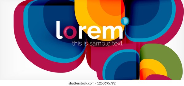 Fondo abstracto - composición geométrica de formas redondeadas multicolores. Plantilla de diseño abstracto de moda para presentación de negocios o tecnología o portada de folletos web, fondo de pantalla. Ilustración del vector