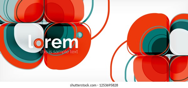 Abstrakter Hintergrund - Zusammensetzung der geometrischen mehrfarbigen Rundformen. Trendy abstrakte Layout-Vorlage für Geschäfts- oder Technologiepräsentation oder Web-Broschüre Titelbild, Bildschirmhintergrund. Vektorgrafik