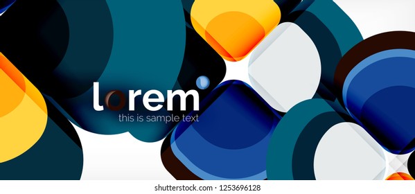 Fondo abstracto - composición geométrica de formas redondeadas multicolores. Plantilla de diseño abstracto de moda para presentación de negocios o tecnología o portada de folletos web, fondo de pantalla. Ilustración del vector