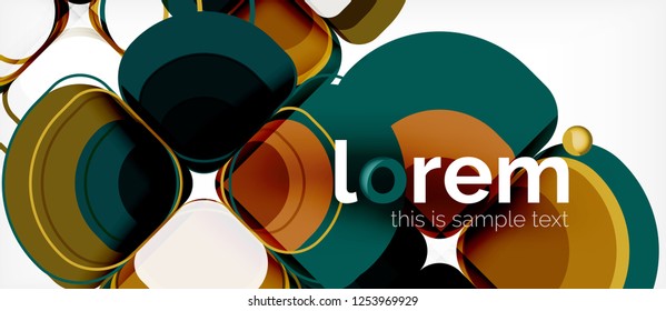 Fondo abstracto - composición geométrica de formas redondeadas multicolores. Plantilla de diseño abstracto de moda para presentación de negocios o tecnología o portada de folletos web, fondo de pantalla. Ilustración del vector