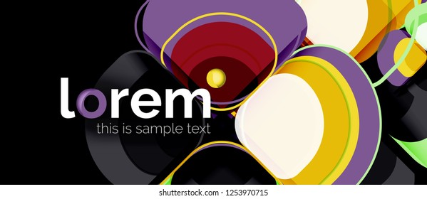Fondo abstracto - composición geométrica de formas redondeadas multicolores. Plantilla de diseño abstracto de moda para presentación de negocios o tecnología o portada de folletos web, fondo de pantalla. Ilustración del vector