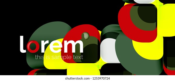 Fondo abstracto - composición geométrica de formas redondeadas multicolores. Plantilla de diseño abstracto de moda para presentación de negocios o tecnología o portada de folletos web, fondo de pantalla. Ilustración del vector